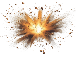 Explosive Burst of Orange and Brown Particles on Transparent Background Illustration