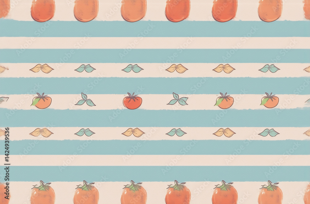 Poster charming avatar background featuring a repeating pattern of stylized tomatoes and leaves on light bl