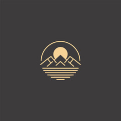 Rising Sun Behind Mountain Logo – Silhouette of a mountain with a rising sun behind.