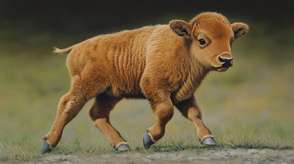Fototapeta premium Baby Bison Running Wild