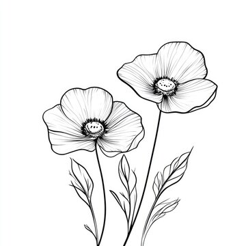 recommend clip art: Line art drawing of two poppies.