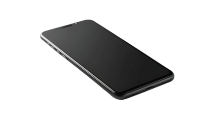 Closeup view of modern smartphone mobile phone device technology sleek design for communication and apps . png image on transparent background