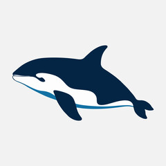 Minimalist orca whale icon with smooth curves and oceanic symbolism