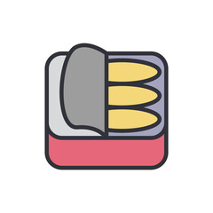 Canned food colored icons, minimalist vector illustration ,simple transparent graphic element .Isolated on white background