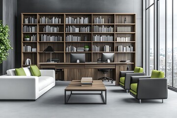 Modern office interior with city view (2)