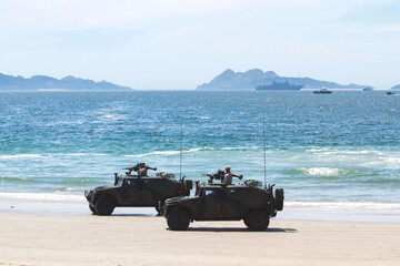 military maneuvers. Infantry, aviation and navy landing	