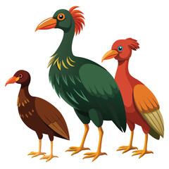 Megapode birds set shilhotee vector isolated on white background