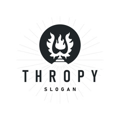 simple championship design with trophy logo victory cup concept vintage simple minimalist modern elegant symbol illustration victory template and brand