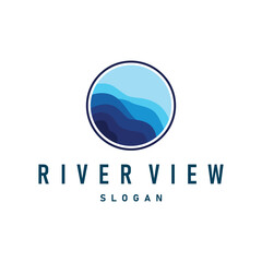 river logo design beautiful natural river scenery with simple minimalist concept illustration of product brand template