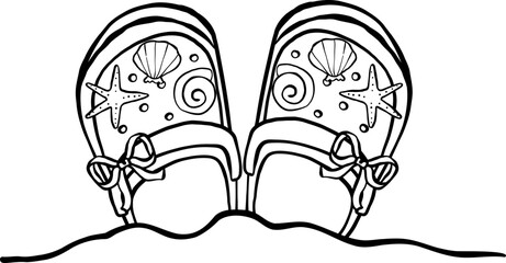 Summer nurse Thing Pink Clog Shoes in Sand Outline Hand Drawn