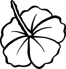 Cute Summer Pink Hibiscus Tropical Flower Outline Hand Drawn