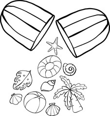 Summer Nurse Thing Beach theme Pill Outline Hand Drawn
