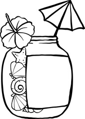 Summer Nurse Beach vibe Vitamin Sea Pill Bottle Outline Hand Drawn