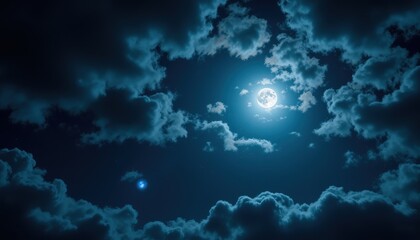 Fototapeta premium Moonlit Sky, Dark Clouds