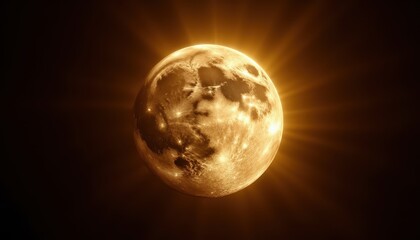 Golden moon in cosmic night