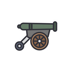 Cannon colored icons, minimalist vector illustration ,simple transparent graphic element .Isolated on white background