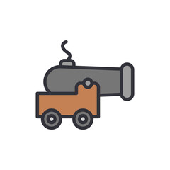 Cannon colored icons, minimalist vector illustration ,simple transparent graphic element .Isolated on white background