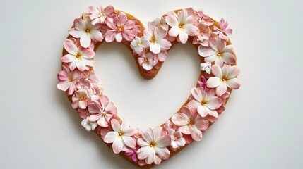 Obraz premium Heart-Shaped Floral Arrangement on White Background