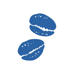 Cowrie seashell clipart with blue fill hand drawn style for beach decor summer prints and tropical ocean themed designs