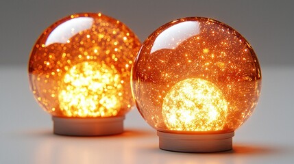 Illuminated Glass Globes: A Warm, Glimmering Scene