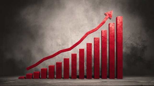 Red bar graph showing upward trend