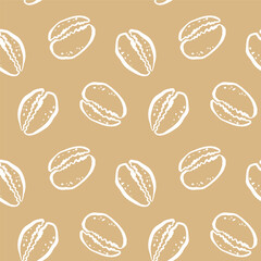 White cowrie shell pattern on yellow background in hand drawn style for summer ocean packaging and coastal decor