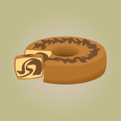 Swirled chocolate sponge cake slice