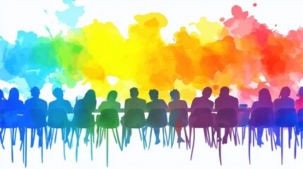 Engaging Panel Discussion with Vibrant Colors Background