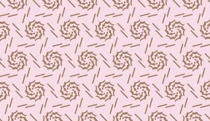 Decorative pattern with triangles style. Vector illustration. For fashion print, scrapbooking page, flyer design. Light brown color. Seamless