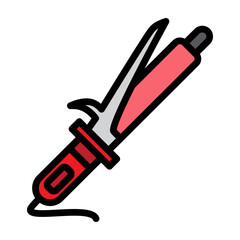 Curling Iron Vector Filled Icon Design