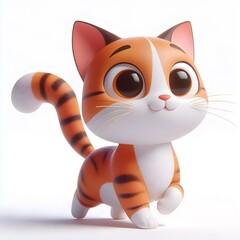 3d cute animation of a cat on white background