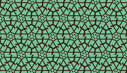 Template with geometric pattern. Vector illustration. Triangles style. Green, chocolate color. Seamless