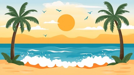Fototapeta premium Tropical beach sunset scene
