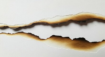 Burned Edges of Torn White Paper Abstract
