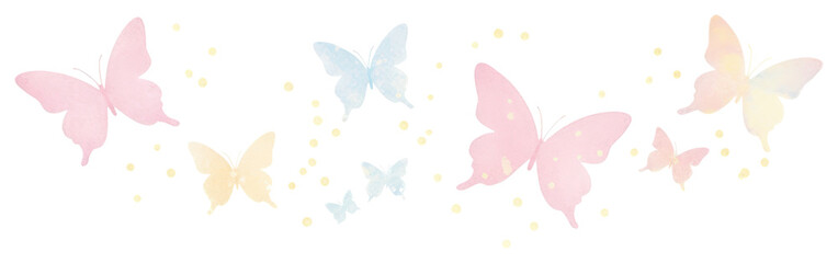PNG Butterflies as divider watercolor graphics blossom pattern.