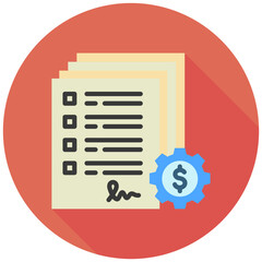 Obligation Form mini illustration rounded color icon, use for taxation, economy, business, finance, UI, UX kit, app and web development, digital or print.