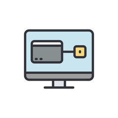 Card payment colored icons, minimalist vector illustration ,simple transparent graphic element .Isolated on white background