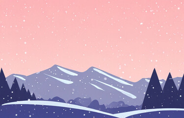 夕暮れの山の背景イラスト