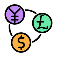 Foreign Exchange (Forex) Trading Vector Filled Icon Design