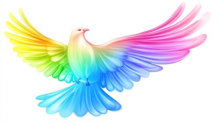 Colorful Dove Illustration on White Background