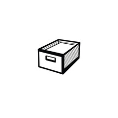 Archive box silhouette on white background
