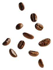 Obraz premium PNG Floating roasted coffee beans minimalism