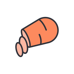 Carrot slice colored icons, minimalist vector illustration ,simple transparent graphic element .Isolated on white background