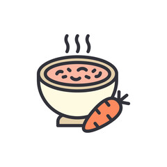 Carrot soup colored icons, minimalist vector illustration ,simple transparent graphic element .Isolated on white background