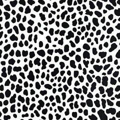 Dalmatian Print Seamless Pattern of Black Spots on White Background