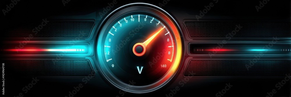 Aufkleber fuel gauge with glowing warning and dark energy tones showcasing dynamic vehicle status indicators