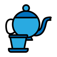 Miniature Tea Set Vector Filled Icon Design