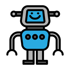 Toy Robot Vector Filled Icon Design