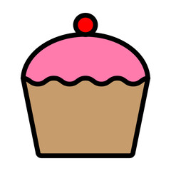 Cup Cake Vector Filled Icon Design