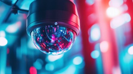 Modern Surveillance Camera on Vibrant Background